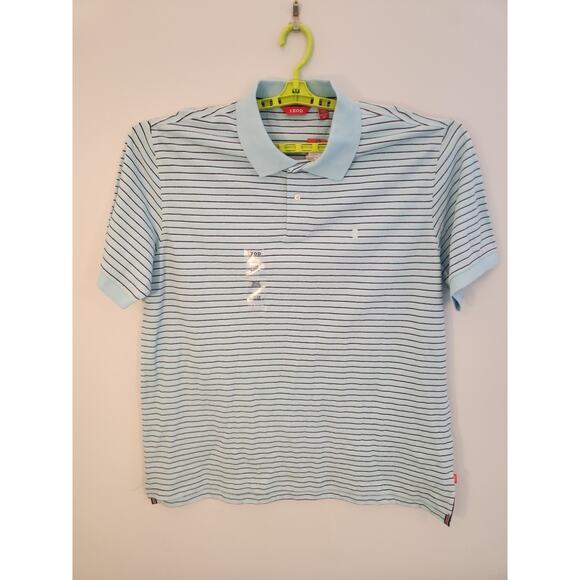 Izod NWT 100% Cotton Polo Shirt Mens 2XL Blue Striped Short Sleeve Golf Preppy - Picture 8 of 15